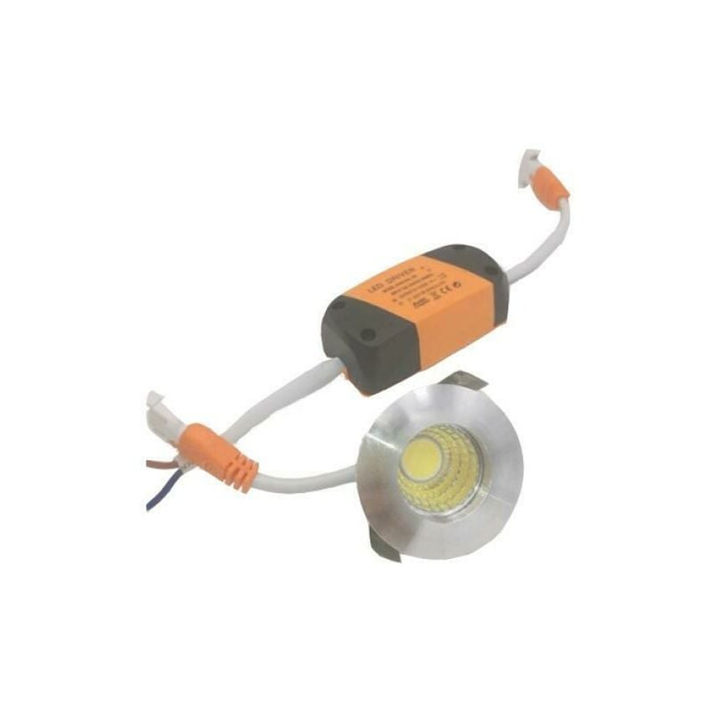 Mini spot led argent encastrÉ 3w 37mm cob incluant un transformateur led driver 3000k