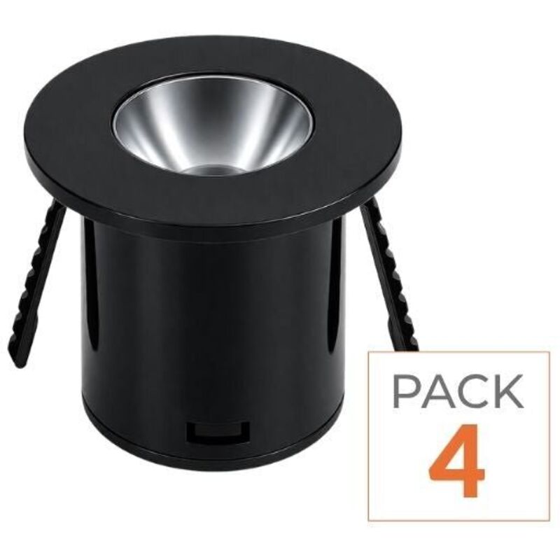 Mini Spot LED Encastrable 1W 90° Rond Noir (Pack de 4) - SILAMP Mini Spot LED Encastrable 1W 90° Rond Noir (Pack de 4) - SILAMP