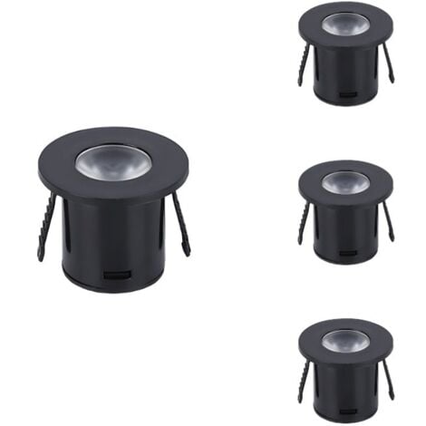 OPTONICA Mini Spot LED Encastrable 1W 90° Rond Noir (Pack de 4) - SILAMP