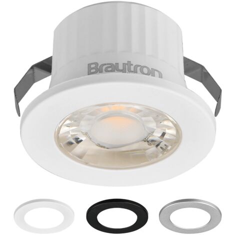 Mini spot LED rond 3W 4000K IP54 – 3 couleurs avec enjoliveurs – Pour salle de bain – Installation simple en faux plafond 50mm – Braytron