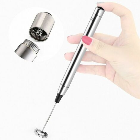 Mini Stainless Steel Milk Frother - Cordless Lightweight Outdoor Coffee Frother Can Be Used for Coffee, Milk, Eggs and Beverages (Stainless Steel)