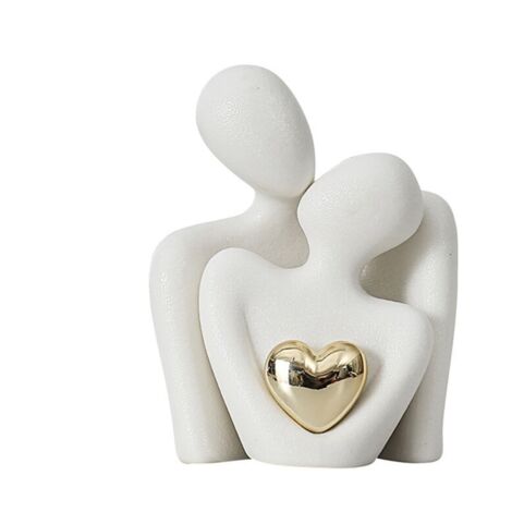 Mini statua di coppia porta TV decorazione scultura astratta bianca A