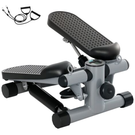 Mini Stepper, Compact Step Machine Exerciser for Home Workouts, with Resistance Bands, LCD Monitor, Non-Slip Pedals