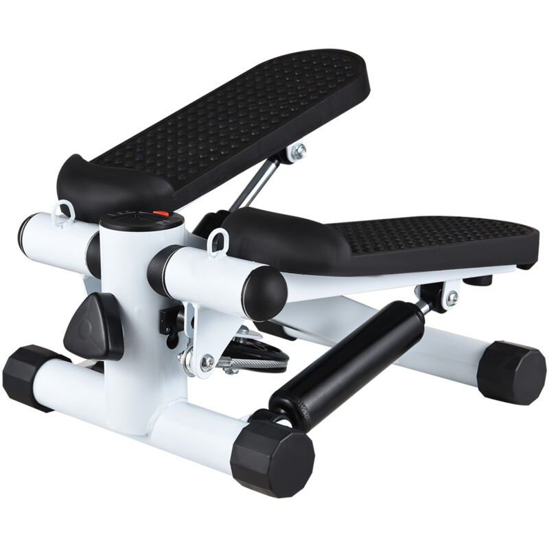 Kkmoon - Mini Stepper pour Exercice à Domicile - Avec Bandes de Résistance, Affichage lcd, Capacité de 100kg Blanc et noir
