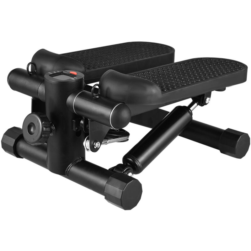 Mini Stepper pour Exercice à Domicile - Avec Bandes de Résistance, Affichage LCD, Capacité de 100kg Noir