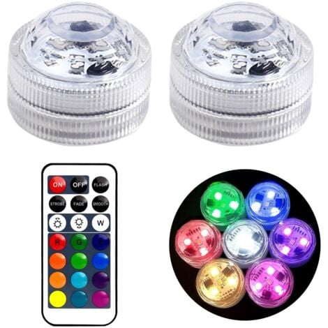 Mini Submersible LED Lights, Submersible LED Light, LED Underwater Lights with Remote Control, RGB Multicolor Submersible Lights for Swimming Pool, Vase, Spa, Aquarium, Pond, 2 Pieces
