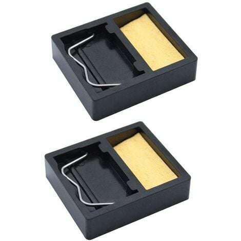 Mini Support de Fer à Souder Portable Rectangle Titulaire de Torche de Soudage Minuscule avec Éponge à Souder pour Nettoyer et Soutenir la Pointe de Fer à Souder 474012mm Noir 2Pcs