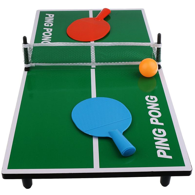 Mini Table de ping pong 62 x 30,5 x 7 cm avec 2 Raquettes, 1 balle et un filet Tennis de table de bureau Cadeau de Noël