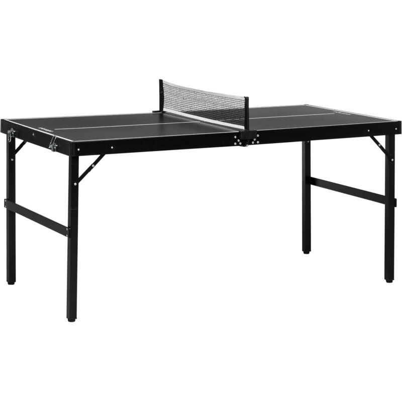 Mini table de ping pong - SPORTNOW - pliable - avec filet, balles, poignée - 152 x 76 x 72 cm - noir