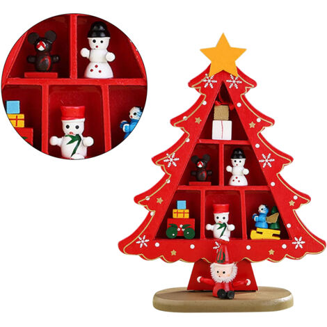 Mini Table en Bois Sapin De Noël Ensemble De Jouet De Noël pour Décoration De Noël Décors De Table Cadeau De Noël