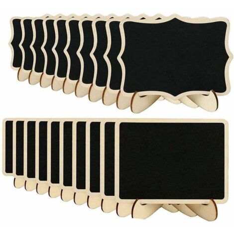 Mini Tableau Noir, Mini Panneau d'affichage, Tableau Craie Rectangle avec Support Etiquette Ardoises pour Décoration de mariage Message Board Marque place Panneau de fête (20pcs)