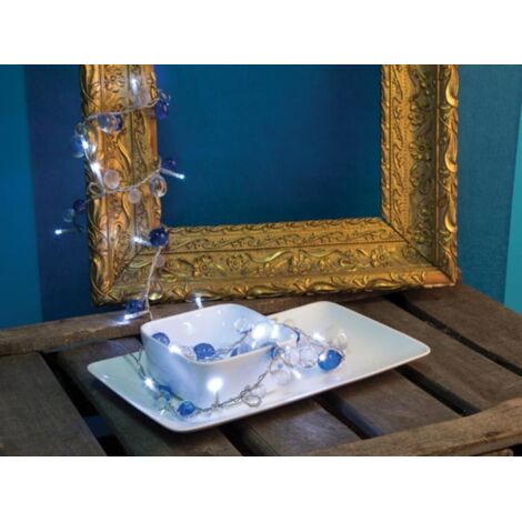 Mini Tablelight Led - 1.5 M - Bleu Océan - 24 Led - Blanc - Piles Non Incluses