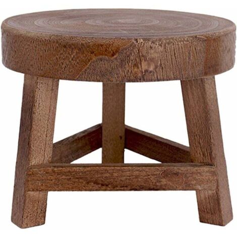 Mini tabouret en bois de 17,8 cm, support de présentation, colonne de pot de fleurs, mini tabouret pour plantes grasses ou bonsaï pour décoration d'intérieur ou d'extérieur