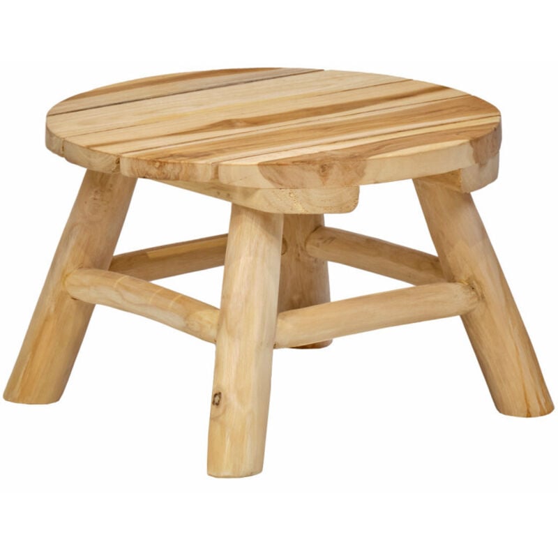 Meubletmoi - Mini tabouret / Porte plante D.30 en bois de teck naturel - olivia