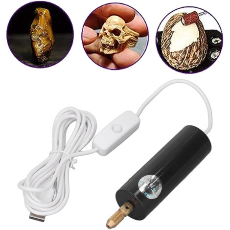 Mini taladro eléctrico con portabrocas portátil, ideal para proyectos de bricolaje y fabricación de joyas, guía de taladro USB, carcasa ligera de ABS (126 g, 3 x 11,5 cm) con 3 brocas y 1 llave Allen.