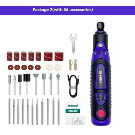 Mini taladro rotativo inalámbrico de 3,6 V: kit versátil para pulir, lijar y grabar, carga USB-C, batería integrada.