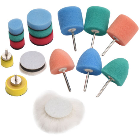 Mini tampons de polissage (16 pièces) - Kit de polissage de détail pour jantes, phares et petites surfaces.