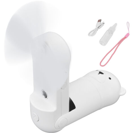 Mini-Taschenventilator mit Luftbefeuchter, wiederaufladbar – tragbar, weiß