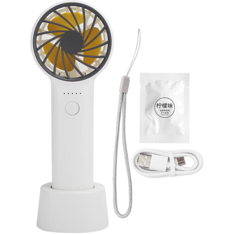 Mini-Taschenventilator, tragbar, USB-aufladbar, leise, abnehmbare Abdeckung, Aromatherapie, Weiß