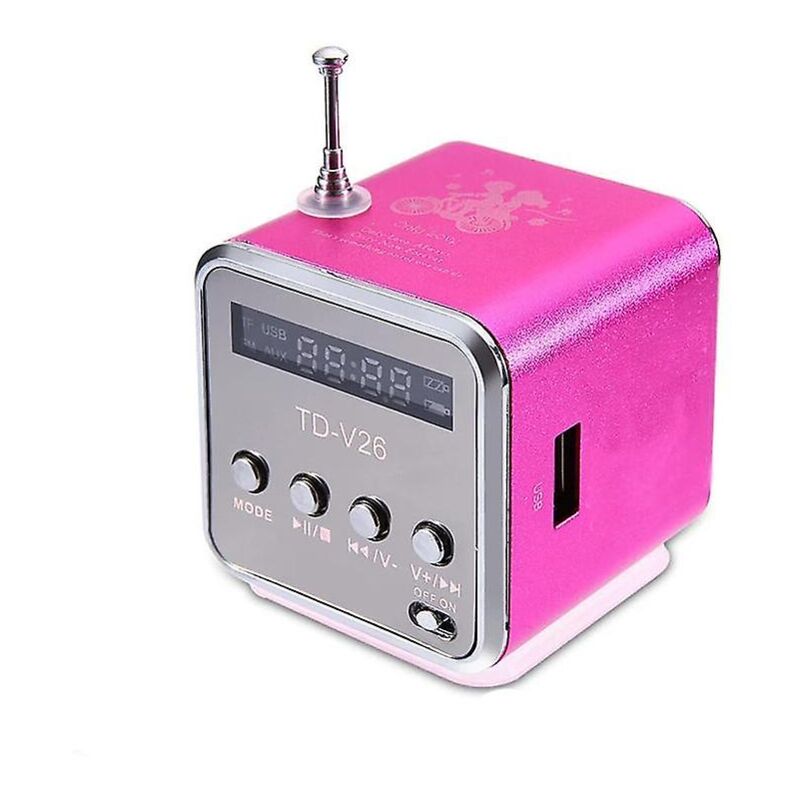 Ahlsen - Mini Td-v26 Digital Fm Radio Haut-Parleur Portable Fm Récepteur Avec Lcd Stéréo Haut-Parleur Support Micro Tf Carte A2 Rose