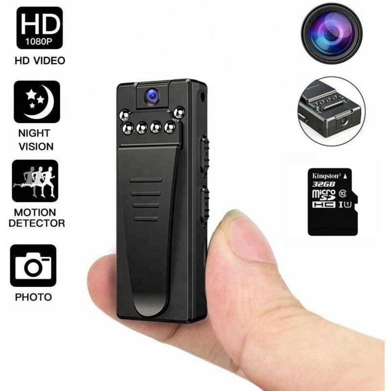 Aiperq - Mini cámara, cámara de seguridad pequeña portátil 1080P, cámara micro niñera con detección de movimiento y visión nocturna por infrarrojos,