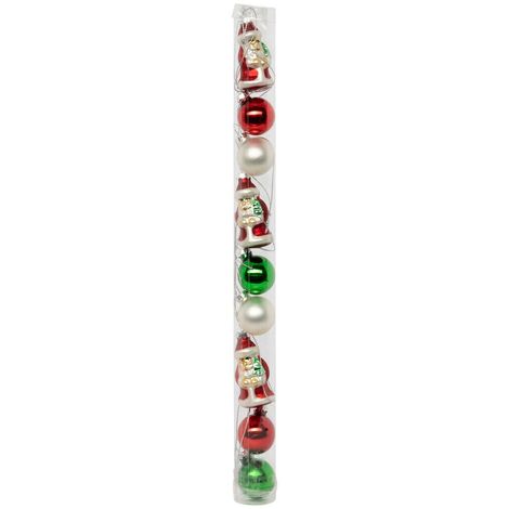 Mini tema natalizio in kit rosso e bianco in vetro babbo natale - Feeric lights & christmas