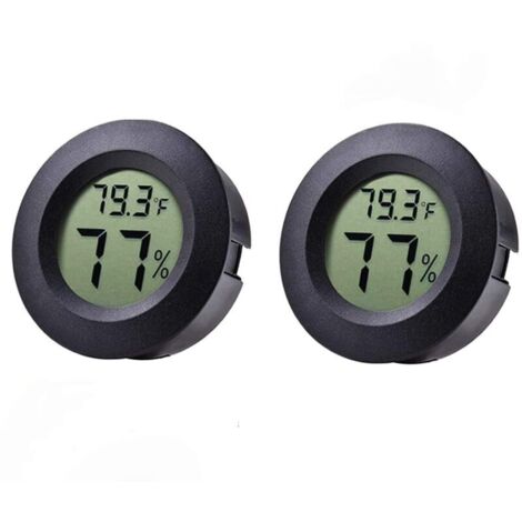Mini termometri e igrometri, confezione da 2 per frigorifero e congelatore, igrometro elettronico, termometro interno integrato, rilevatore di temperatura e umidità, UD01 nero