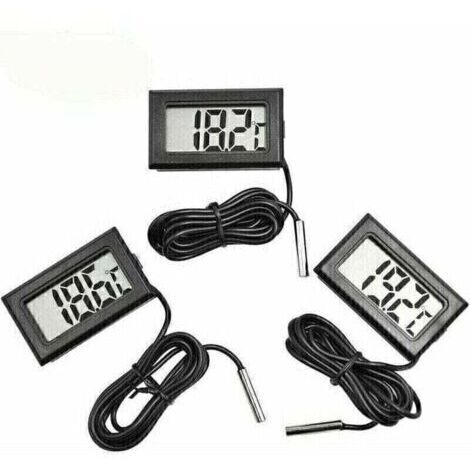 Mini termometro digitale LCD LaBlanc con sonda di temperatura per frigoriferi, congelatori e acquari (3 pezzi neri)