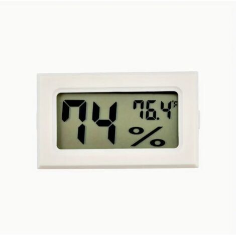 Mini termómetro e higrómetro digital blanco preciso para monitorear la temperatura y la humedad en interiores (indicador en grados Fahrenheit o ℉)