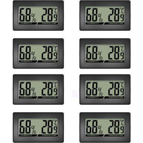 Mini termometro e igrometro digitale LCD, misuratore di temperatura e umidità, indicatore portatile per ufficio, cucina, umidificatori, incubatrici e rettili (8 pezzi)