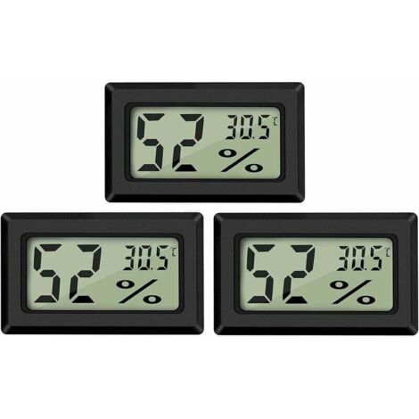 Mini termómetro higrómetro digital LCD (3 piezas - A) Temperatura y humedad -50-70 °C 10 % 99 % HR Termómetro portátil Termohigrómetro Indicador para oficina, cocina, humidores, incubadoras, reptiles