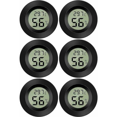 Mini termómetro higrómetro digital LCD para temperatura y humedadTermómetro termohigrómetro portátil 5070℃ 10%99% HR para oficina, cocina, humidores, incubadoras, reptiles (6 unidades)B)