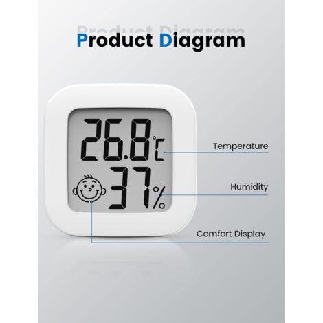 Mini termometro igrometro digitale ad alta precisione per interni, monitor di temperatura e umidità, indicatore del livello di comfort del termoigrometro