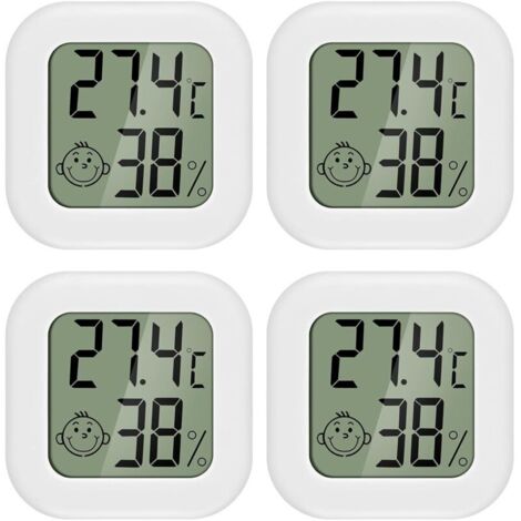 Mini termometro igrometro LCD da 4 pezzi, termometro per interni, adatto per camerette di bambini, camerette di anziani, ecc.