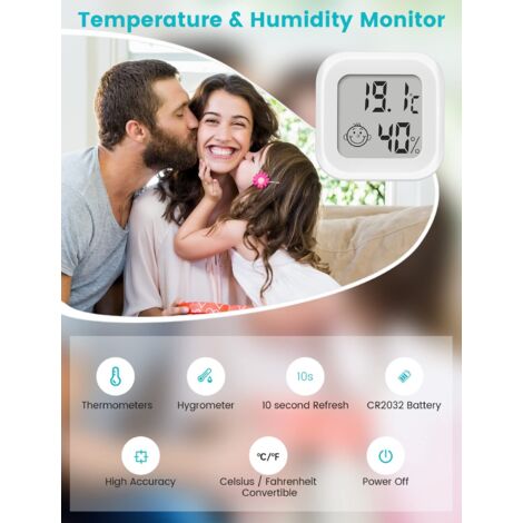 Mini termometro igrometro per interni, termometro igrometro digitale per interni, indicatore di precisione, monitor di temperatura e umidità con display di comfort e ℃/℉ selezionabile (3)