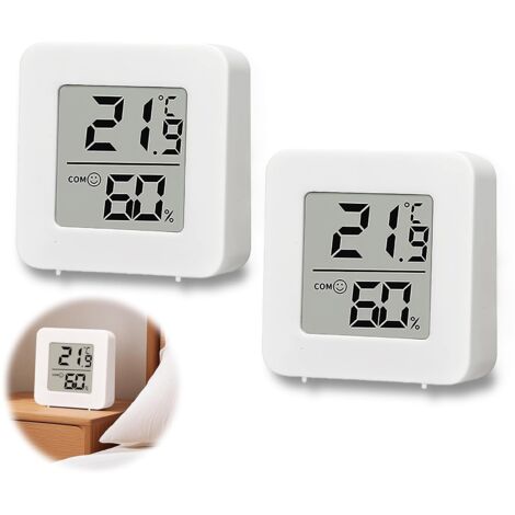 Mini termómetro LCD de 4 piezas, higrómetro digital, termómetro inalámbrico, medición de humedad para habitación de bebé, sala de estar, oficina e invernadero (blanco)