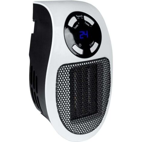 Mini termoventilatore plug-in GSH 500 K (230 V, potenza di riscaldamento 500 W, velocità della ventola 28,46 m³/h, elemento riscaldante in ceramica PTC, spina di alimentazione girevole a 90°, funzione