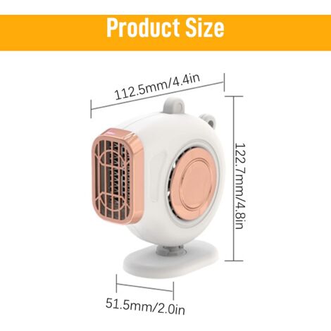 Mini termoventilatore portatile, mini termoventilatore elettrico per scrivania, auto, interni, ufficio, piccolo termoventilatore silenzioso senza fili per stanze grandi