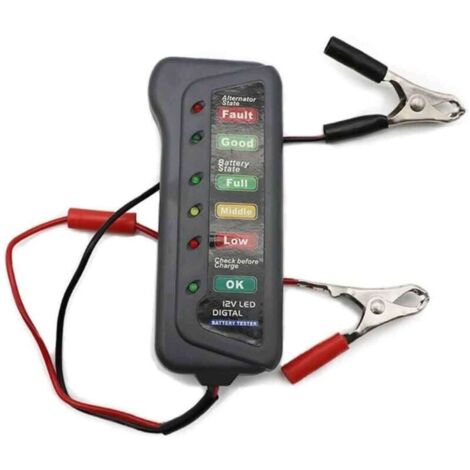 Mini tester per batteria auto da 12 V, tester digitale per alternatore, 6 luci LED, strumento diagnostico per auto, tester per batteria auto per motore, 1 pezzo