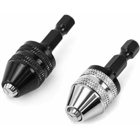 mini tête de perçage, tête de perçage hexagonale à action rapide 1/4 "pour tournevis sans fil, portée 0,3-6,5 mm, 2 pièces