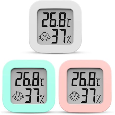 Mini-Thermometer-Hygrometer für den Innenbereich, digitales Thermo-Hygrometer mit präziser Umgebungstemperatur- und Feuchtigkeitsmessung (3 Stück)