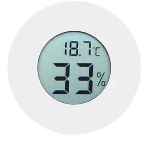 Mini-Thermometer-Hygrometer, rundes digitales LCD-Display zur Temperatur- und Feuchtigkeitsmessung, mehrfarbig, für den Innenbereich (Weiß)