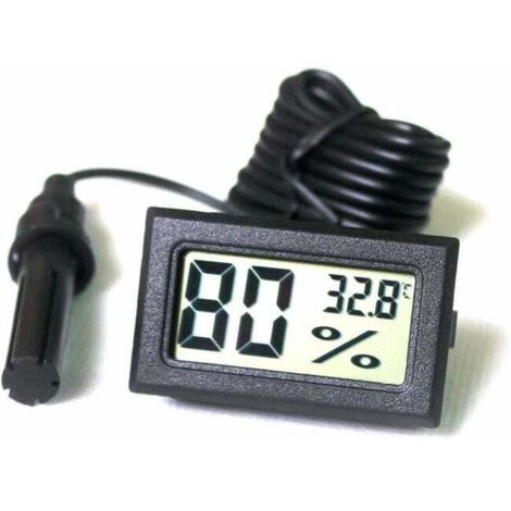 Mini thermomètre et hygromètre numérique avec sonde, affichage Celsius (noir)