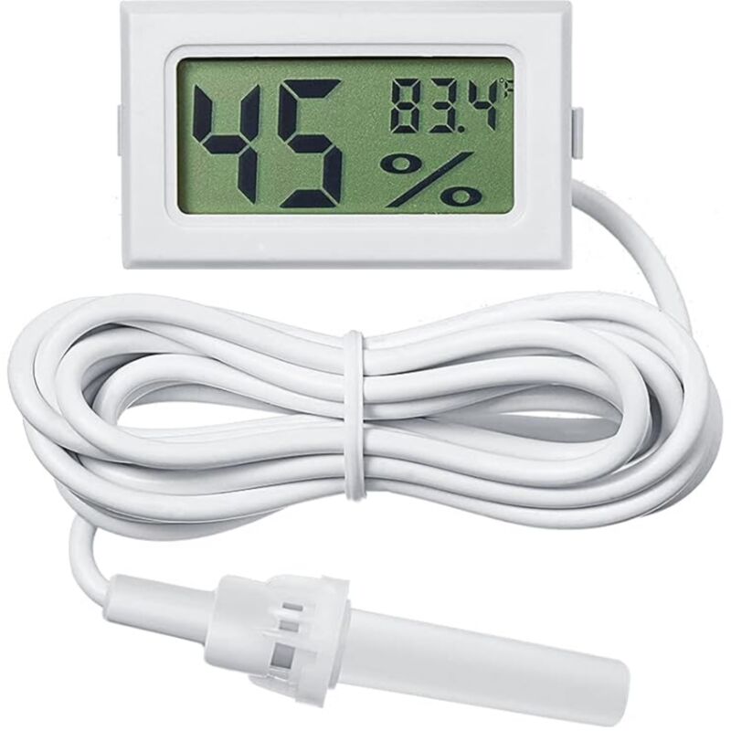 Mini thermomètre et hygromètre numérique avec sonde, affichage Fahrenheit (blanc)