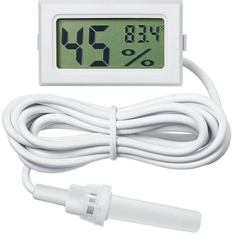 Mini thermomètre et hygromètre numérique avec sonde, affichage Fahrenheit (blanc)