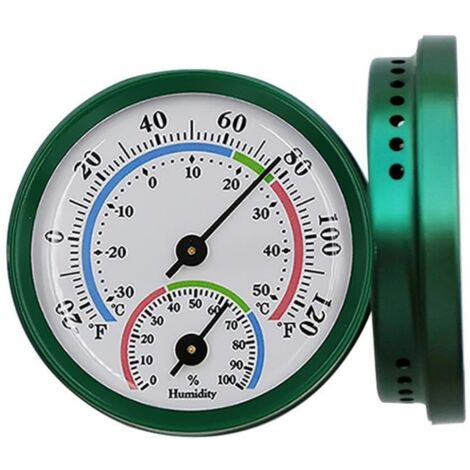 Mini thermomètre hygromètre analogique d'intérieur 2 en 1, pour la maison, montage mural, extérieur, bureau, affichage mécanique, sans pile (vert)