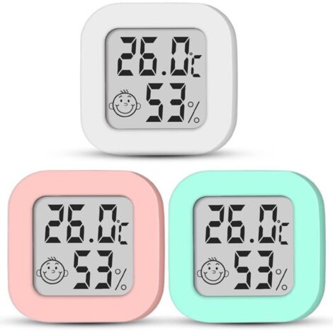 Mini Thermomètre Hygromètre, Digital Thermo-HygromèTre Indicateur Précision D'ambiance Moniteur de Température et Humidimètre Intérieur pour serre jardin cave bureau à domicile - 3 pièces (Colorée3)