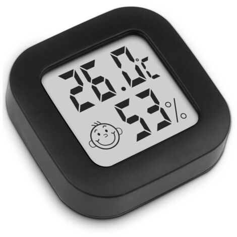 Mini Thermomètre Hygromètre Intérieur Digital à Haute Précision, Thermo Hygromètre Indicateur du Niveau de Confort (4.3cm4.3cm, noir, 1)