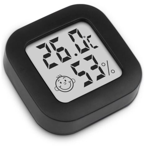 Mini Thermomètre Hygromètre Intérieur Digital à Haute Précision, Thermo Hygromètre Indicateur du Niveau de Confort (4.3cm4.3cm, noir, 1)