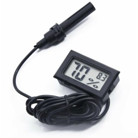 Mini thermomètre-hygromètre numérique LCD générique avec sonde (2) — Affichage en degrés Celsius — Noir